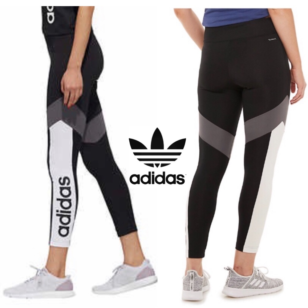 Adidas Colorblock Tight Leggings Black White NWT - Picture 9 of 9